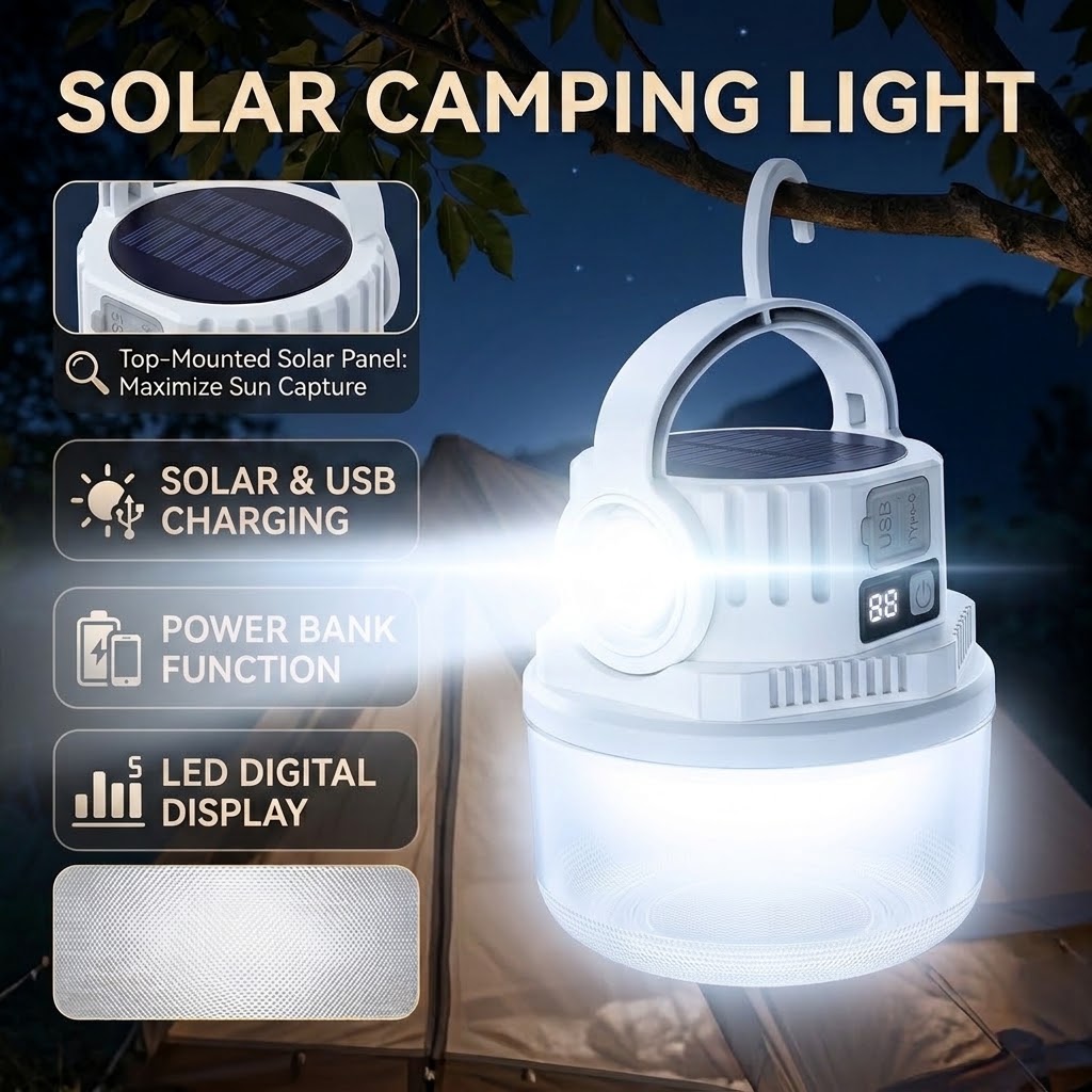 Renewable Energy Generation - Güneş Enerjili Kamp Lambası Çift Işık